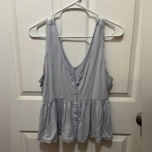 Forever 21 blue lace trim button front top